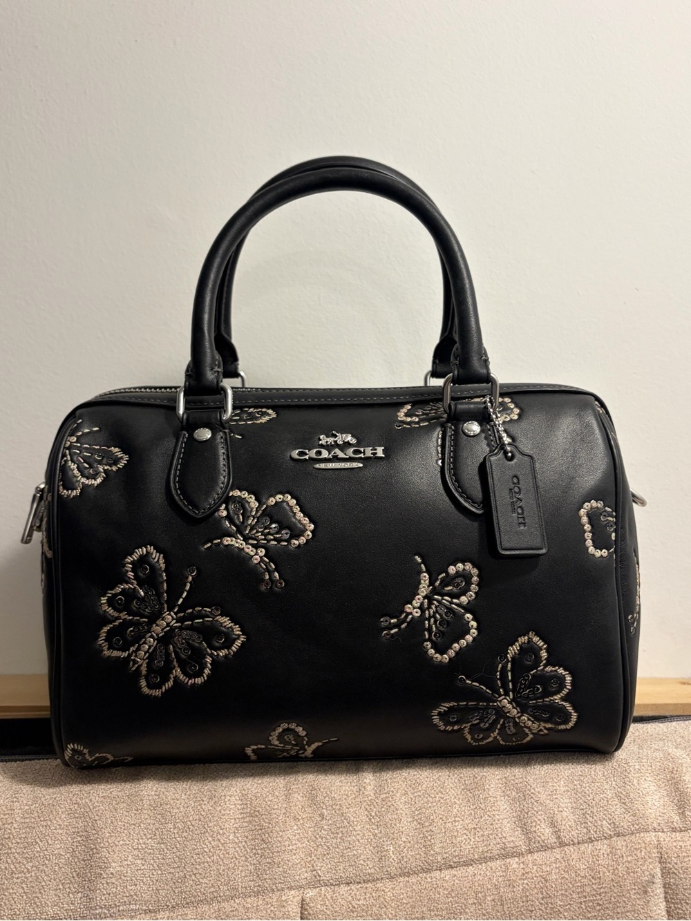 Coach Rowan Satchel Bag With Butterfly Print